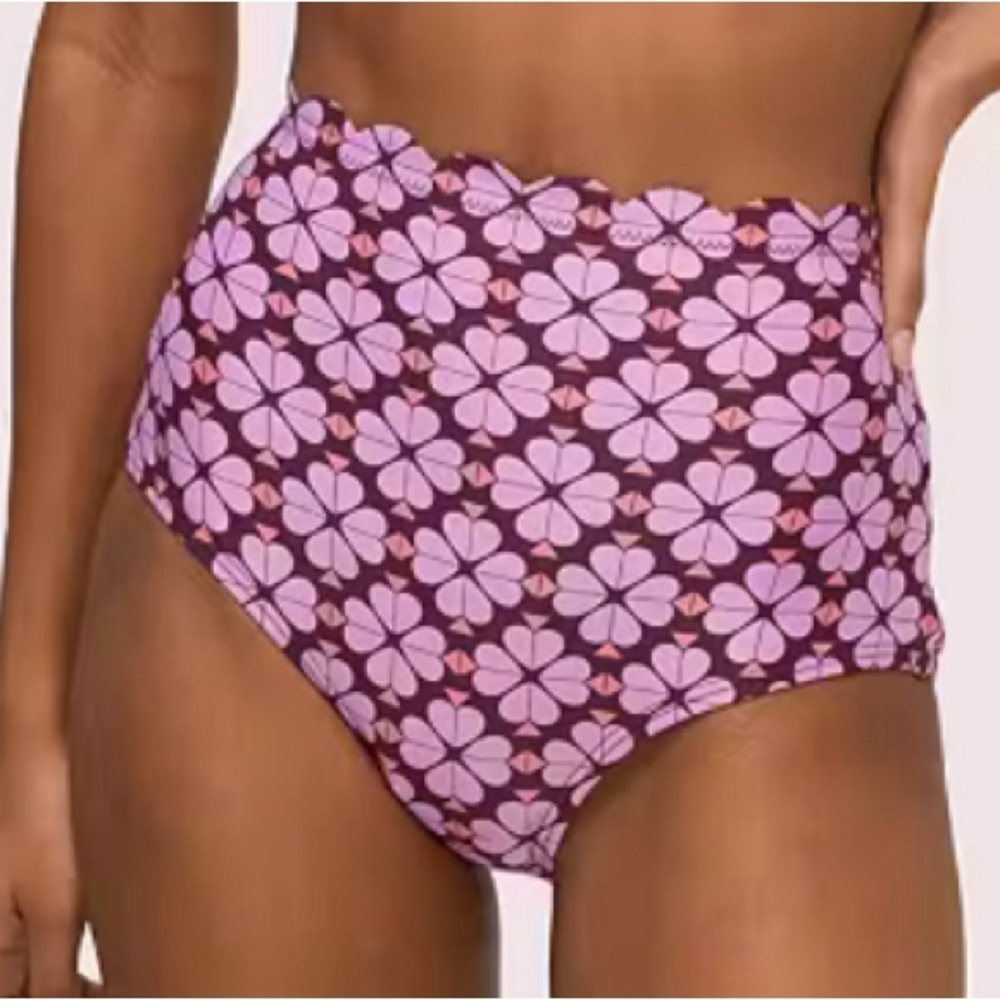 kate‎ spade Spade Flower Perfect Pansy High Waisted Scalloped Bikini Bottom SZ S